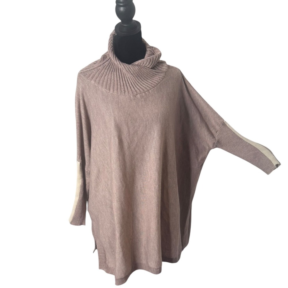 Mersea Turtleneck Poncho Sweater Womens One Size Boxy Knit Top Minimalist Cozy